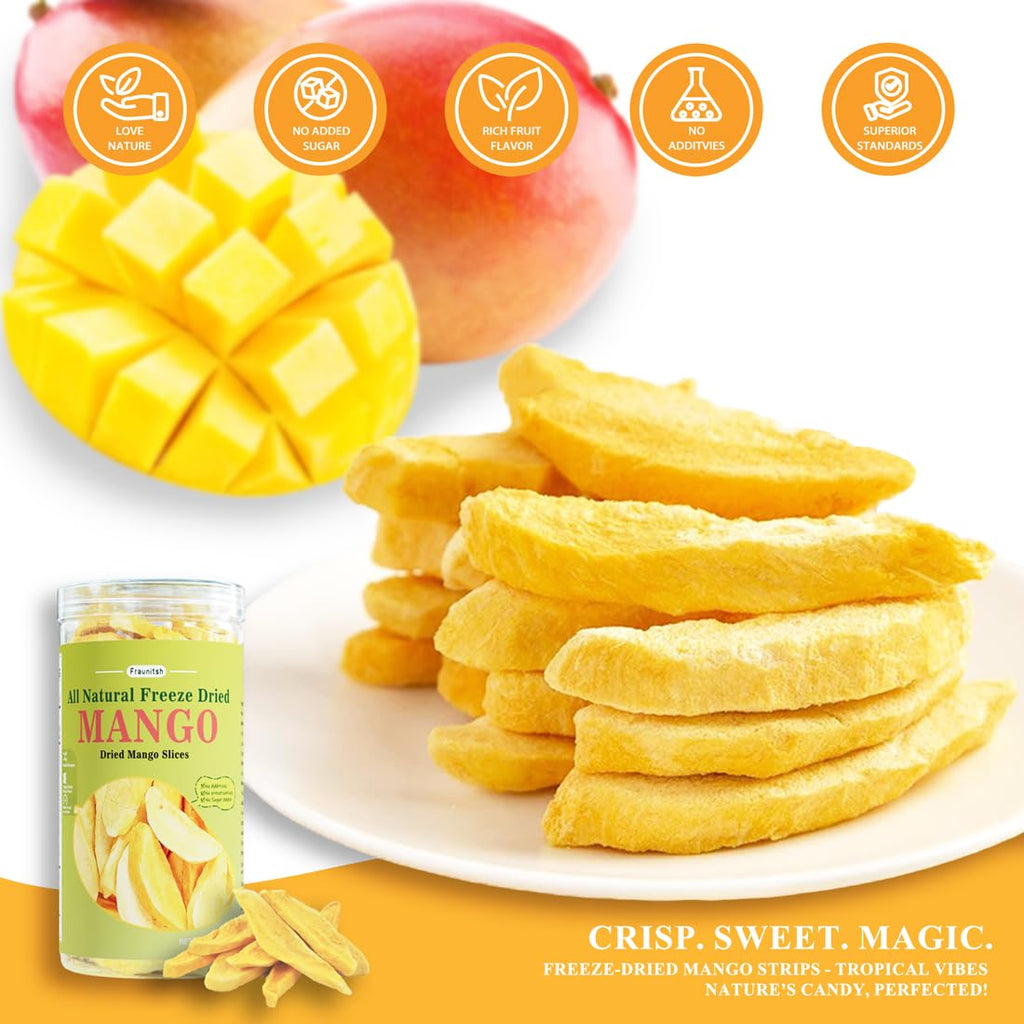 Freeze-Dried Mango Chips – Bulk 2-Pack (250g Total) | Natural Unsweetened Fruit Snack, Gluten-Free & Vegan