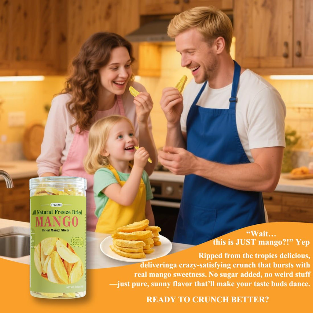 Freeze-Dried Mango Chips – Bulk 2-Pack (250g Total) | Natural Unsweetened Fruit Snack, Gluten-Free & Vegan