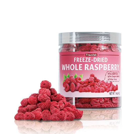 2-Pack Bulk Freeze-Dried Raspberries Total 200g Natural Whole Berry, Crunchy, No Added Sugar