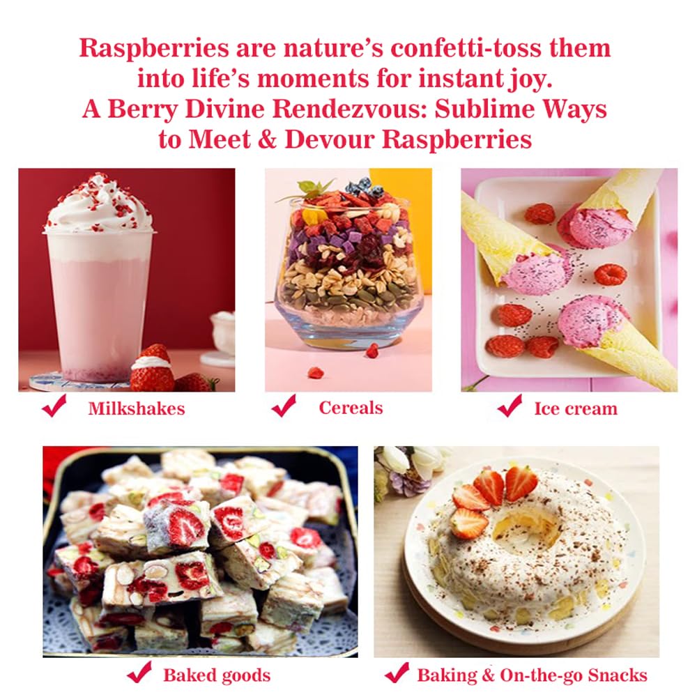 2-Pack Bulk  Freeze-Dried Raspberry Crumble Total 200g , No Sugar Added Natural Raspberry Pieces Granules for Cake Cookie Baking and Fruit Snacks