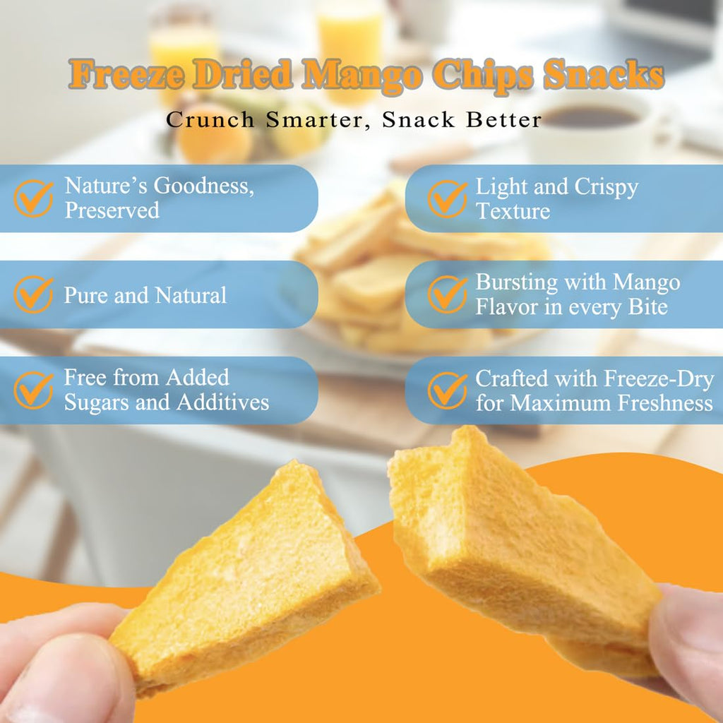 Freeze-Dried Mango Chips – Bulk 2-Pack (250g Total) | Natural Unsweetened Fruit Snack, Gluten-Free & Vegan
