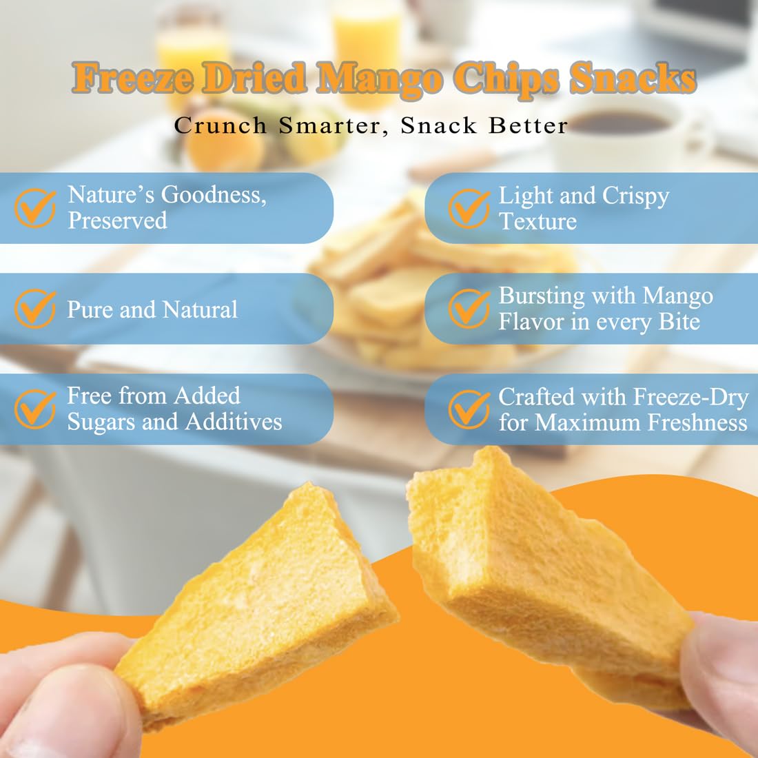 Freeze-Dried Mango Chips – Bulk 2-Pack (250g Total) | Natural Unsweetened Fruit Snack, Gluten-Free & Vegan