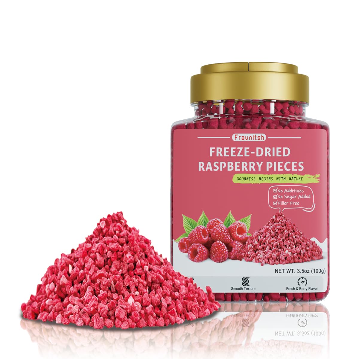 2-Pack Bulk  Freeze-Dried Raspberry Crumble Total 200g , No Sugar Added Natural Raspberry Pieces Granules for Cake Cookie Baking and Fruit Snacks