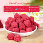 2-Pack Bulk Freeze-Dried Raspberries Total 200g Natural Whole Berry, Crunchy, No Added Sugar
