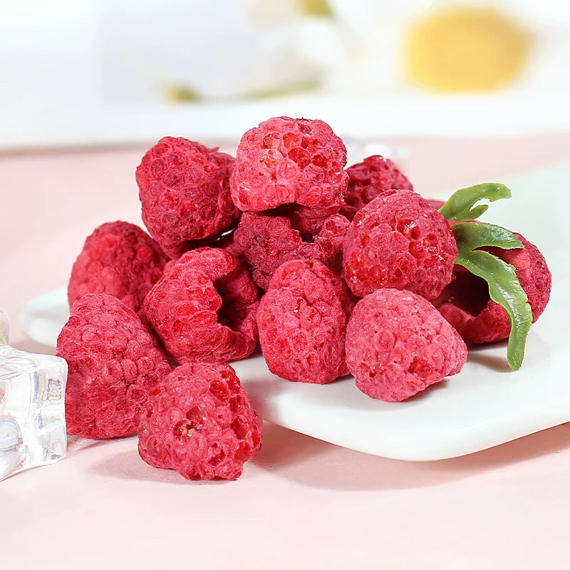 2-Pack Bulk Freeze-Dried Raspberries Total 200g Natural Whole Berry, Crunchy, No Added Sugar