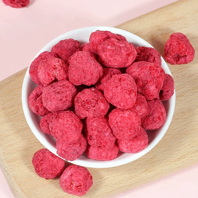 2-Pack Bulk Freeze-Dried Raspberries Total 200g Natural Whole Berry, Crunchy, No Added Sugar